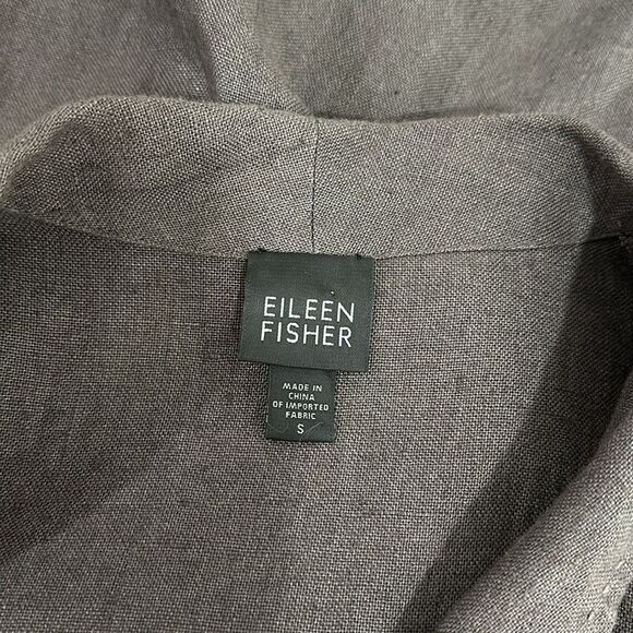 Eileen Fisher Irish Linen Lagenlook Button Closure Blazer In Taupe Size S - Picture 6 of 11